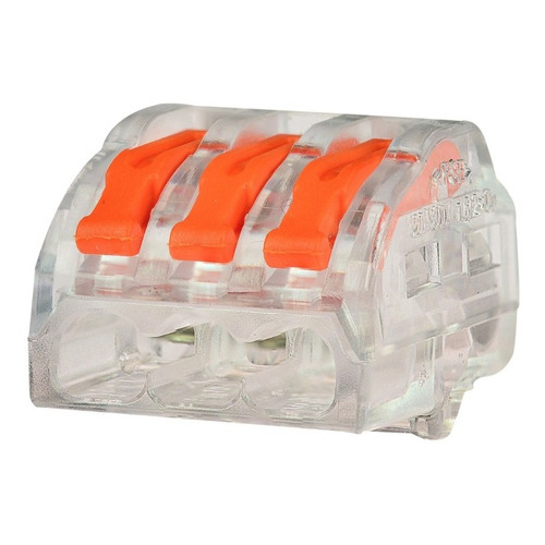 Kit 100 Peças Conector Compacto Elétrico Emenda Rápida E Derivação 3 vias Alavanca