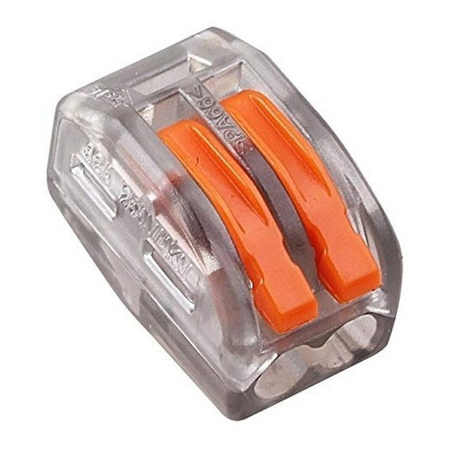 100x Conector Elétrico Cristal Jack 2 Vias Tipo Wago 222-412