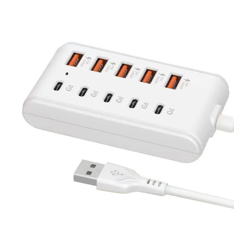 10 Port USB With 5 USB And 5 Type C Charging Port For Multiple Devices