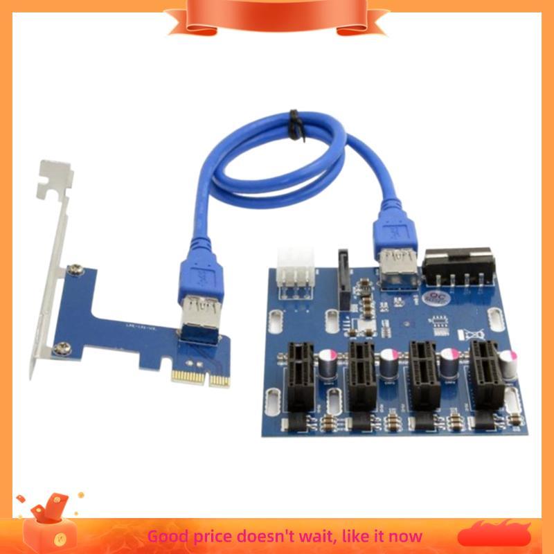 Placa Adicional PCI-E 1 A 4 Express Riser Card ITX Para Externo 4 Slot Adaptador PCIe Port Multiplicador
