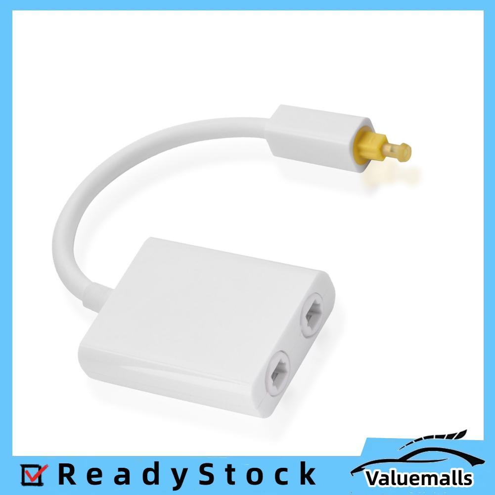 Valuemalls-br Zerone Dual Port Toslink Digital Optical Audio Splitter Adaptador Cabo Fibra Óptica 1 em 2 saídas (branco)