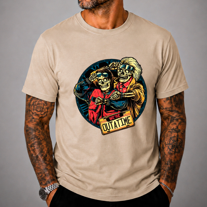 Camiseta De Volta Para o Futuro We're Out At Time Filme Retrô Vintage 100% Algodão Unissex