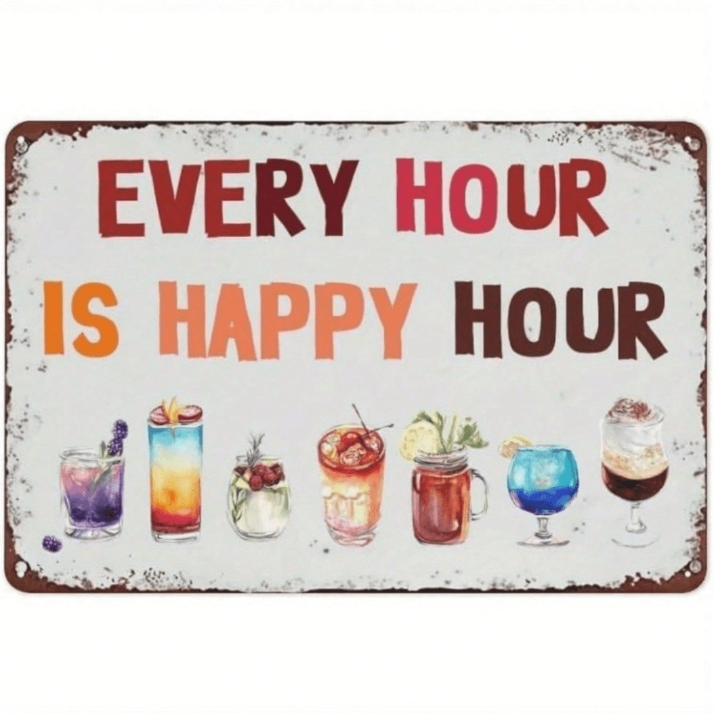 CIFbuy Happy Time Vintage Drink Metal Sign 8x12 Polegadas Decoração De Parede Retrô