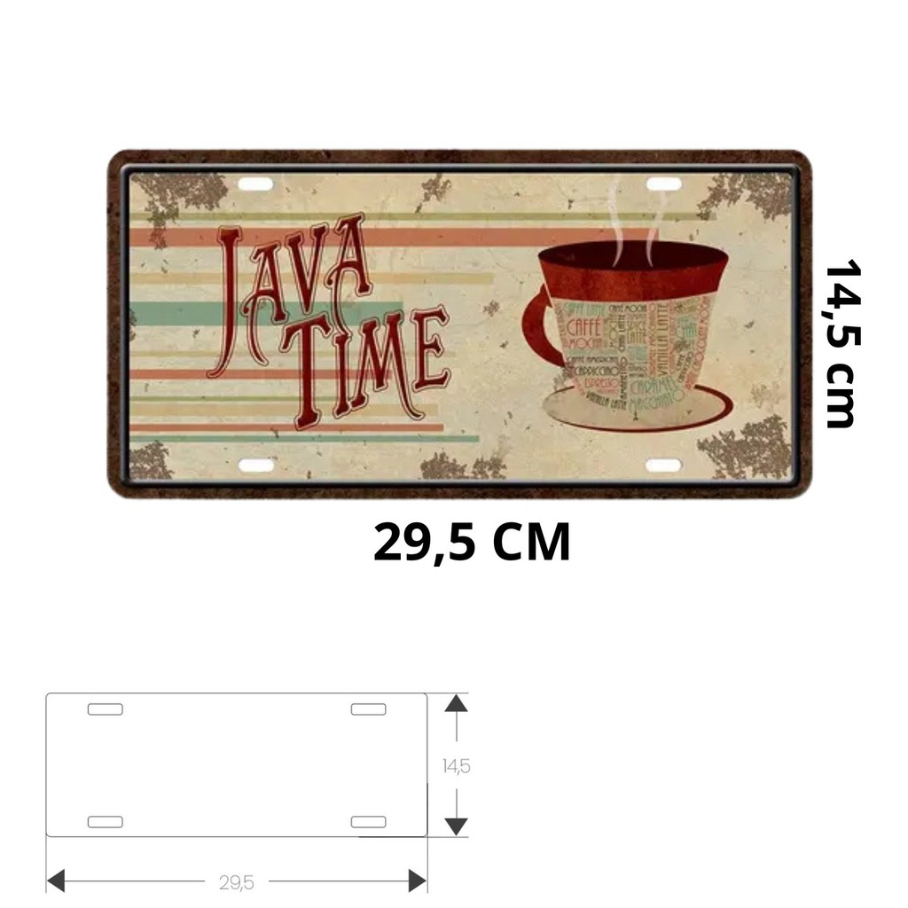 Placa Cantinho do Café Java Time – Decoração Vintage em MDF