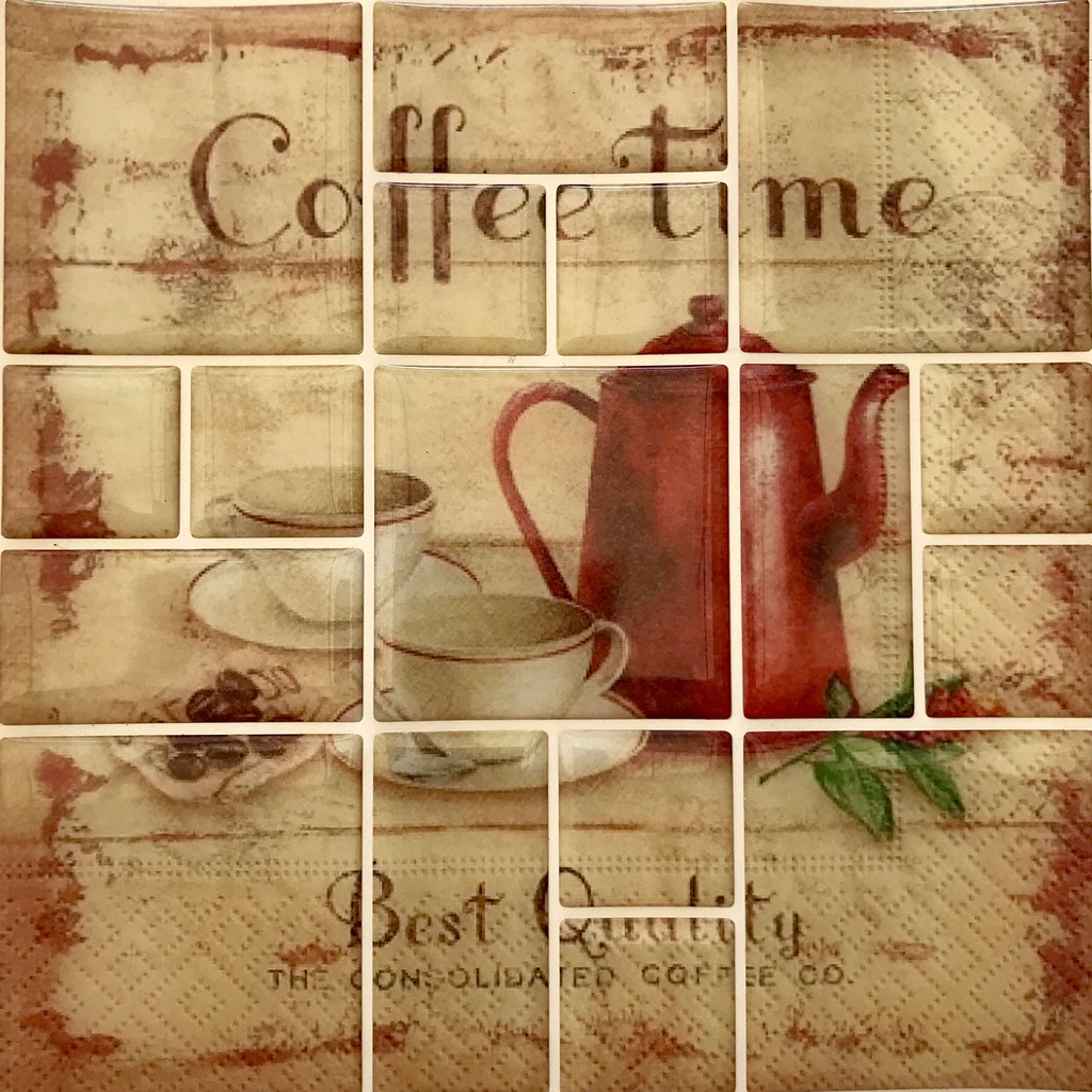 Pastilha Adesiva Resinada Coffee Time Vintage