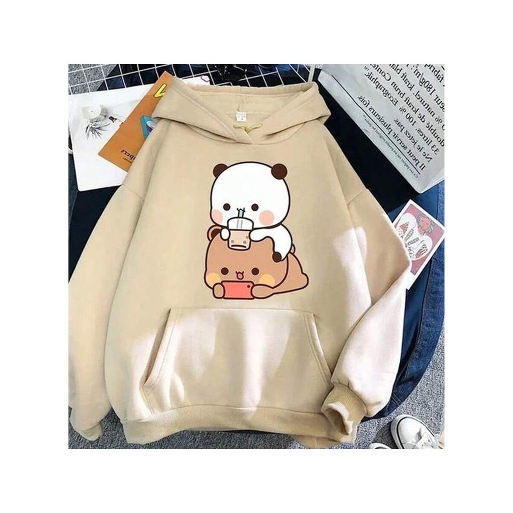 Moletom Ursinhos Dudu e Bubu Fofos Moda Feminina de Inverno Blusão de Frio