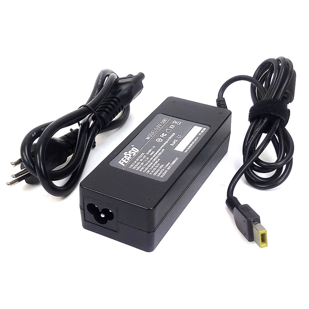 Fonte para Notebook 90W 20V Bivolt 3.25A - 4.5A Plug Retangular USB Feasso - FF-5067