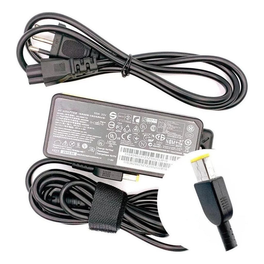 Fonte Para Notebook Lenovo 20v 3,25a Plug Usb Retangular 65w