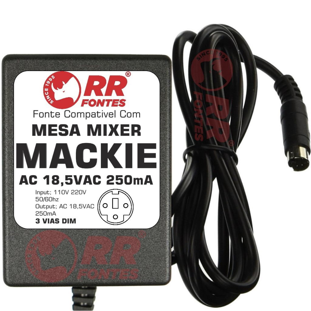 Fonte AC 18,5V 0.25A Para Mixer Mackie Plug DIM