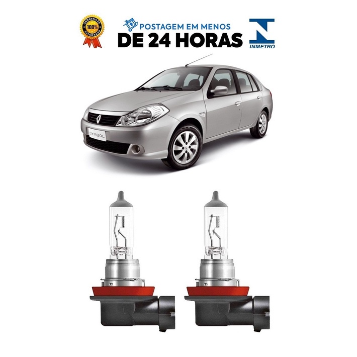 Par Lampada Farol de Milha Renault Symbol 2009 2010 2011 2012 H11