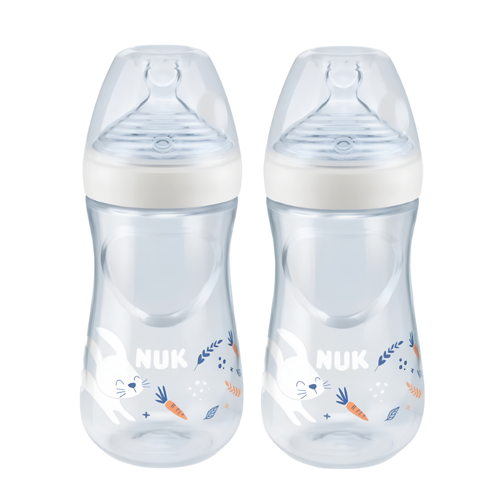 Kit 2 Mamadeiras Nuk Bico de Silicone Smart Flow 270ml Controle de Temperatura +6 Meses Soft Zone