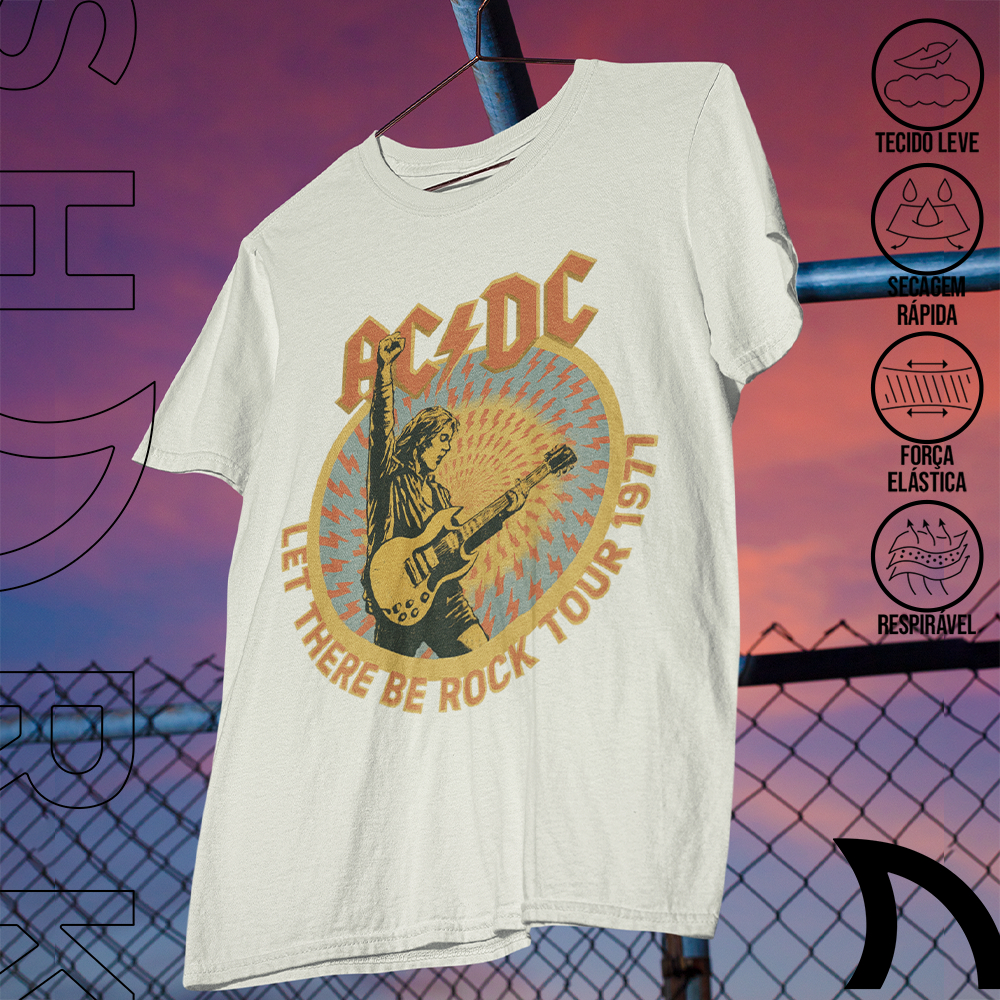 Camiseta Basica e OVERSIZED AC DC Let There Banda Rock Vintage Tour 90s Aesthetic Unissex