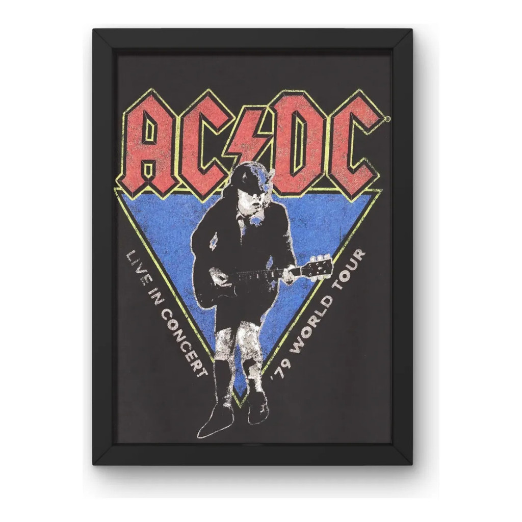 Quadro Decorativo Ac/dc Let There Be Rock Poster Vintage A3 Preto