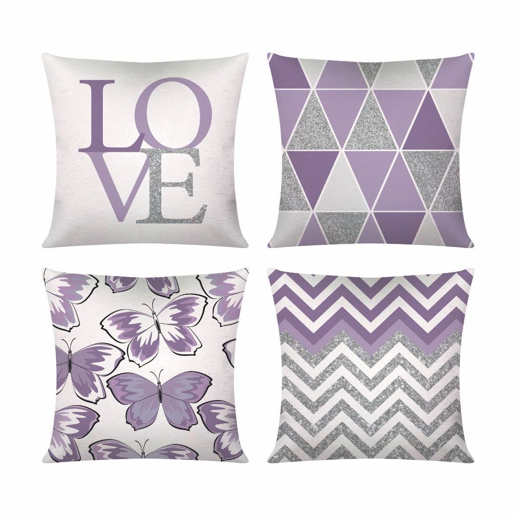 Kit c/ 4 Capas de Almofada Decorativas Modern Print 42x42 - Kit Borboletas