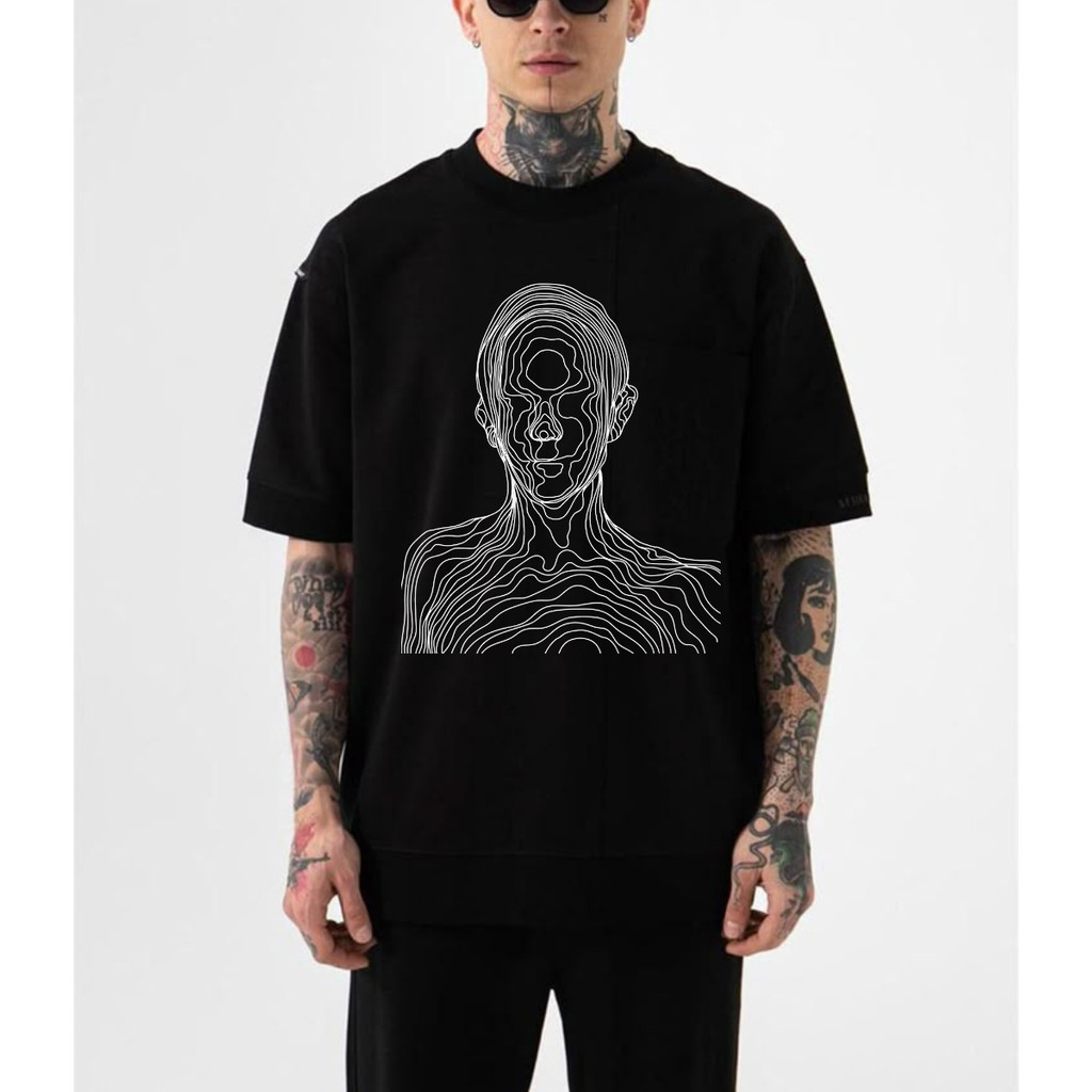 Camiseta Camisa Face Line Art Techno Streetwear