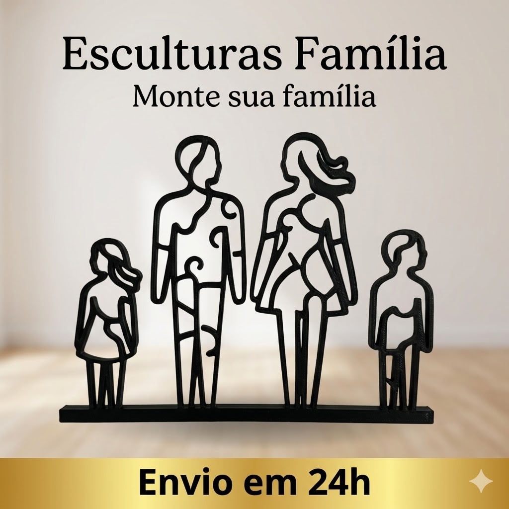 Monte Sua Escultura Familiar Personalizada Decorativa Minimalista Enfeite Mesa Sala Escritório Line Art Estátua