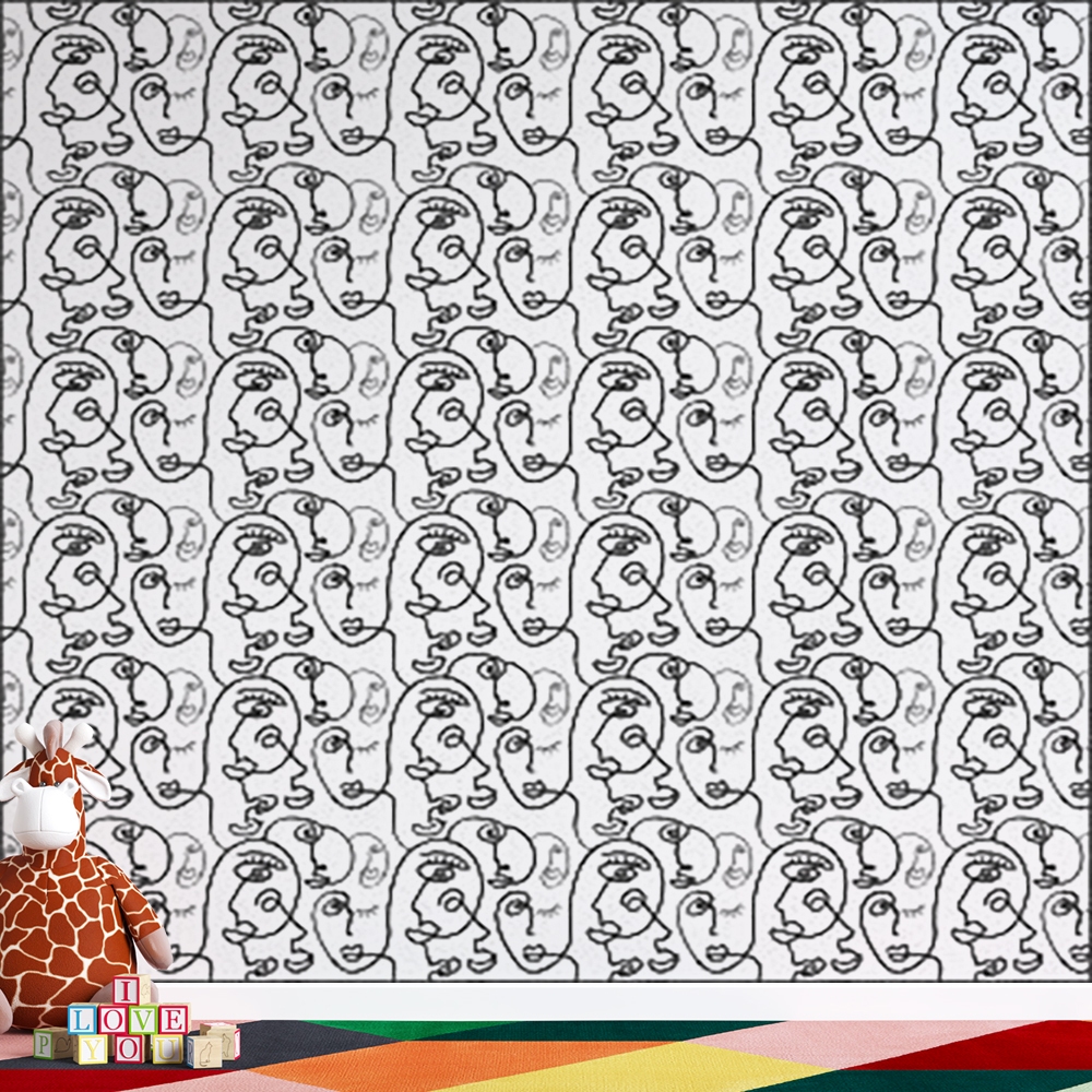 Papel de Parede faces line art