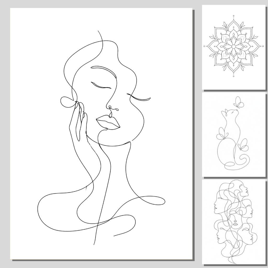 Kit 10 Posters Minimalista - Line Art Traço Arte Moderna Contemporânea Decoração silhueta abstrato