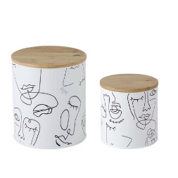Kit Jogo Conjunto 2 Porta Condimentos Porta Mantimento Conjunto Organizador Line Art