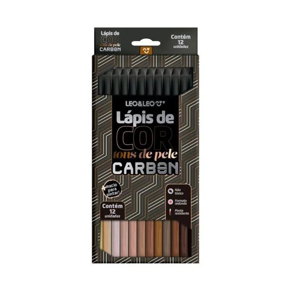 Lapis de Cor Redondo Carbon Line 12 cores Tons de Pele - Leonora
