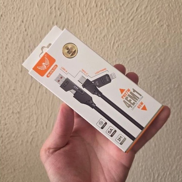 Cabo Carregador Turbo 4 em 1 Altomex 65W Tipo C Para iPhone Lightning USB Tipo-C Reforçado Linha de Dados Fast Charge
