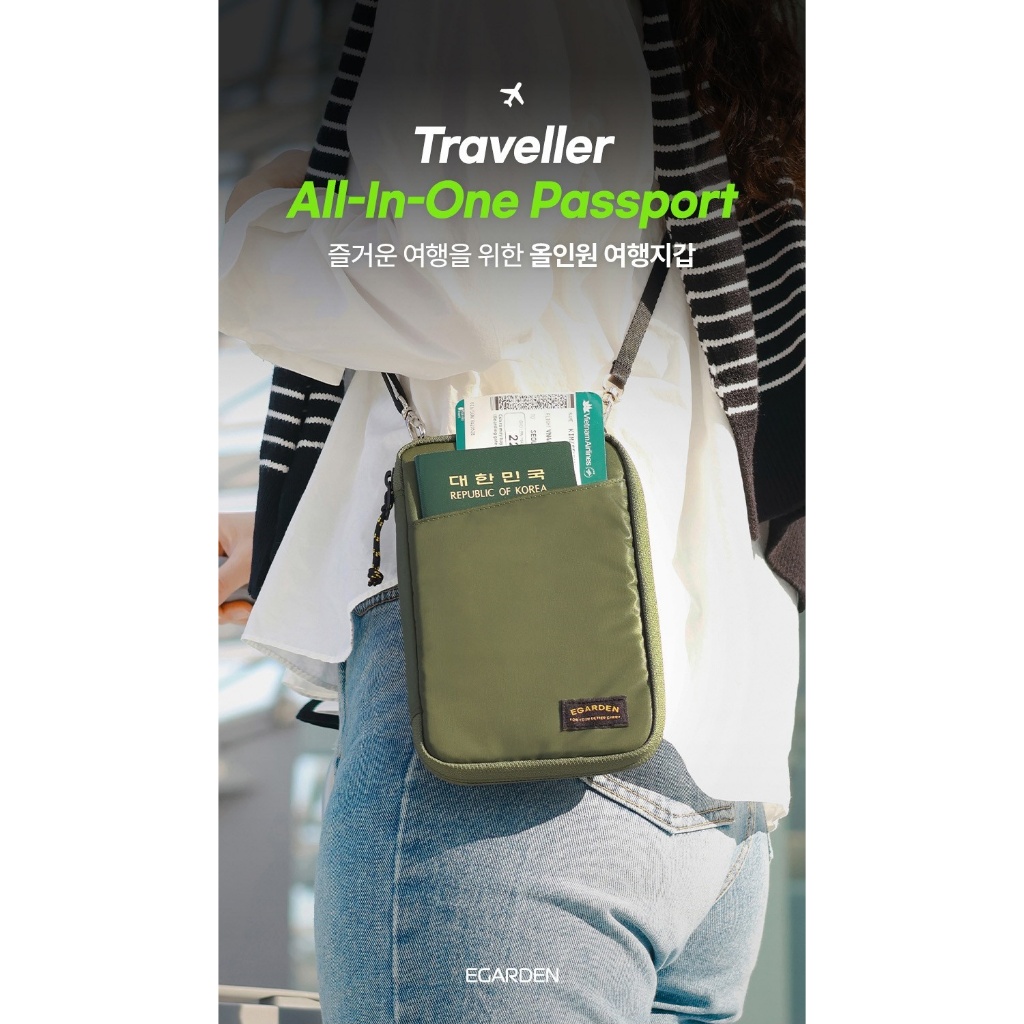 Carteira Transversal Para Passaporte Multifuncional EGARDEN Traveller Com Bloqueio De RFID E Alça Removível