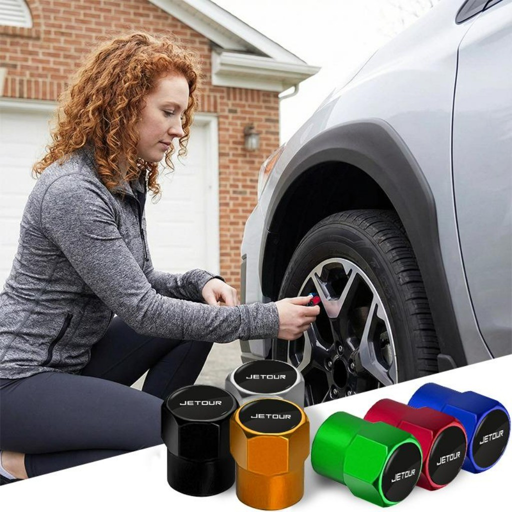 Kit com 4 Liga de Alumínio Bico de Pneu Tampinha de Pneu Acessórios Automotivos For Jetour X70 X90 Dashing Traveller
