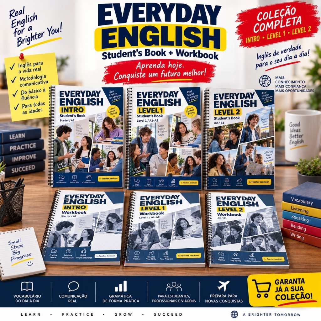 Coleção Everyday English | Intro + Level 1 + Level 2 | Student’s Book + Workbook | Inglês Completo