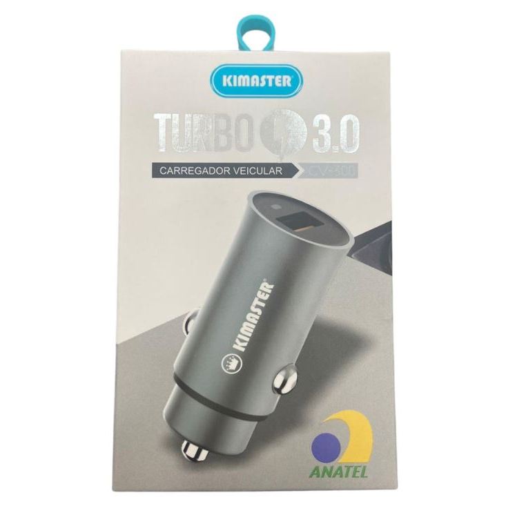 Carregador 15W QC3.0 Turbo fonte automotivo Veicular Universal Rapido Kimaster