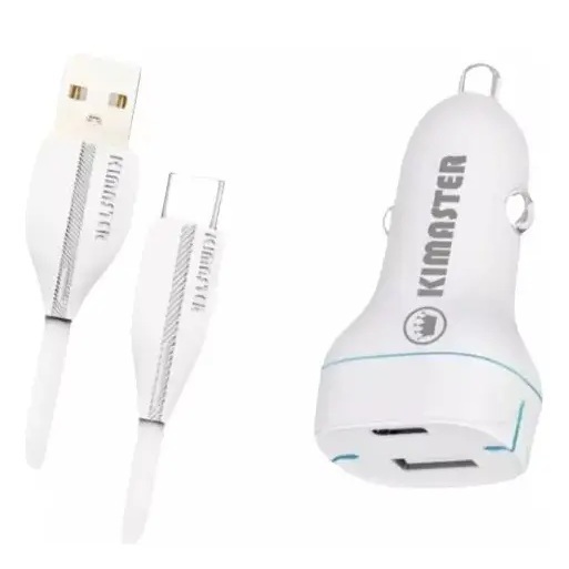 Kit Carregador Veicular Kimaster 5A 15W Type-C Branco