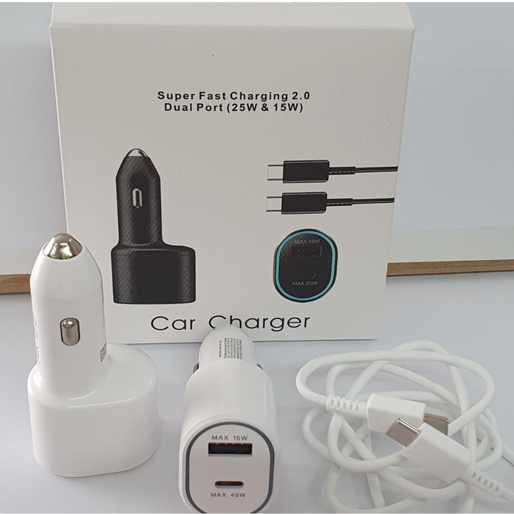 Carregador De Carro 25W 15W Porta Dupla Tipo C USB Adaptador Para Celular Android