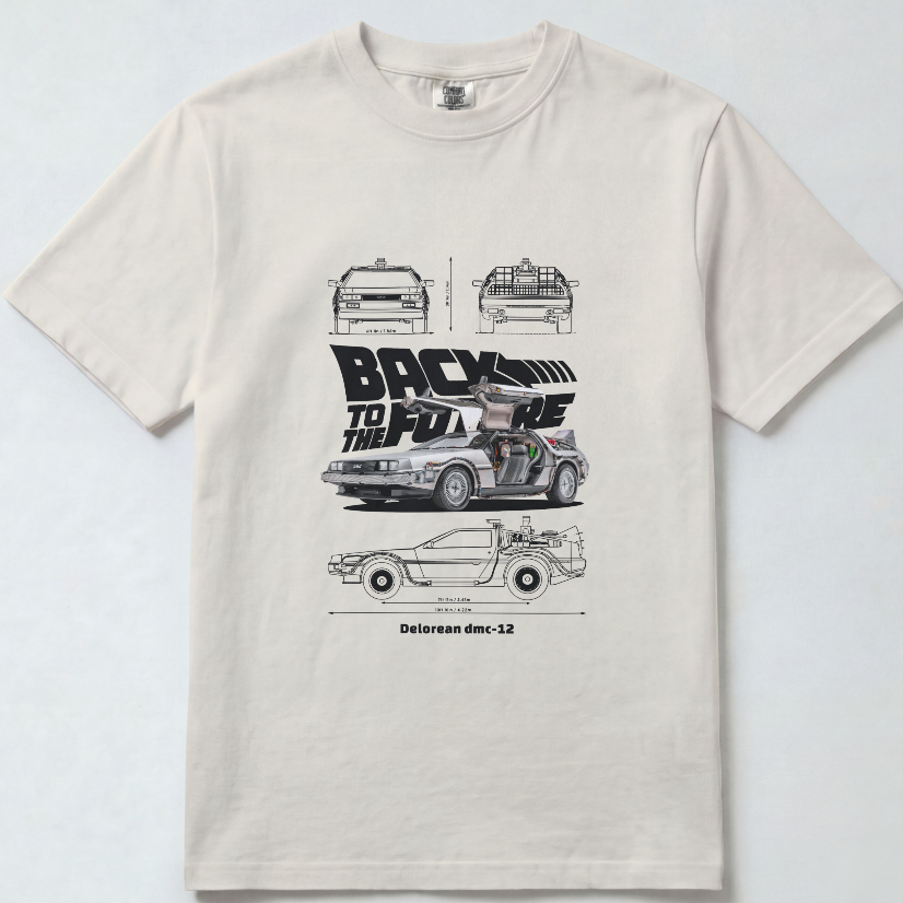 Camiseta Masculina Off-White 100% Algodão Estampa DeLorean Confortável Premium