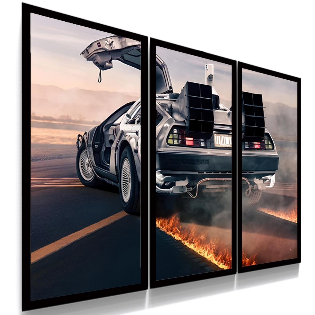 Quadros Decorativos Poster Delorean De Volta Para O Futuro Tamanho 100x60 cm