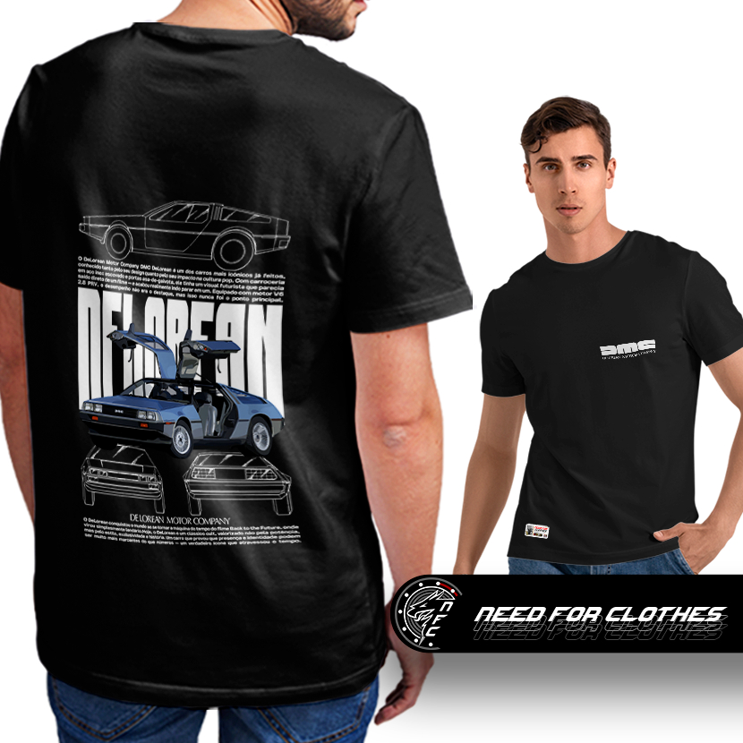 Camiseta DeLorean DMC-12 Esportivo Retrô Colin Chapman Cultura Geek Automotiva