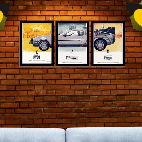 Trio de Placas Decorativas Delorean de Volta para O Futuro em Mdf 6 Mm 20x27 Cada