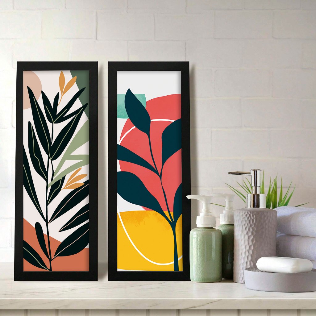 Kit 2 Quadros Decorativos Banheiro Lavabo Nature Color Trend