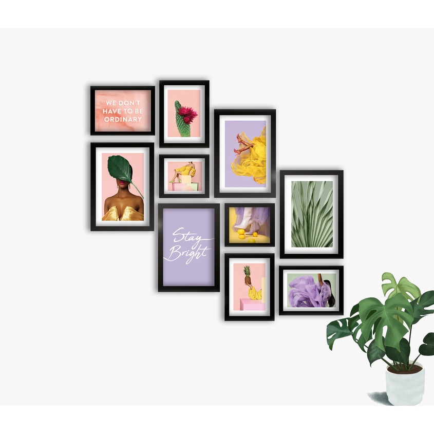 Kit 10 Quadros Decorativos Mantenha-se Brilhante Color Trend