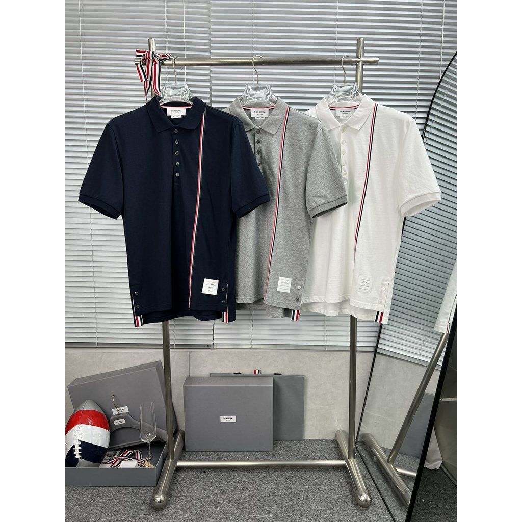 RZWJ Summer short-sleeved shirt with vertical stripes and a mandarin collar POLO Trendy shirt outfits