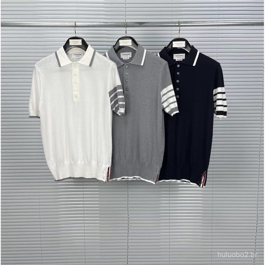 MHVT Classic four-bar men's and women's summer ice silk cool wear POLO Short-sleeved, casual, versatile, loose and breat