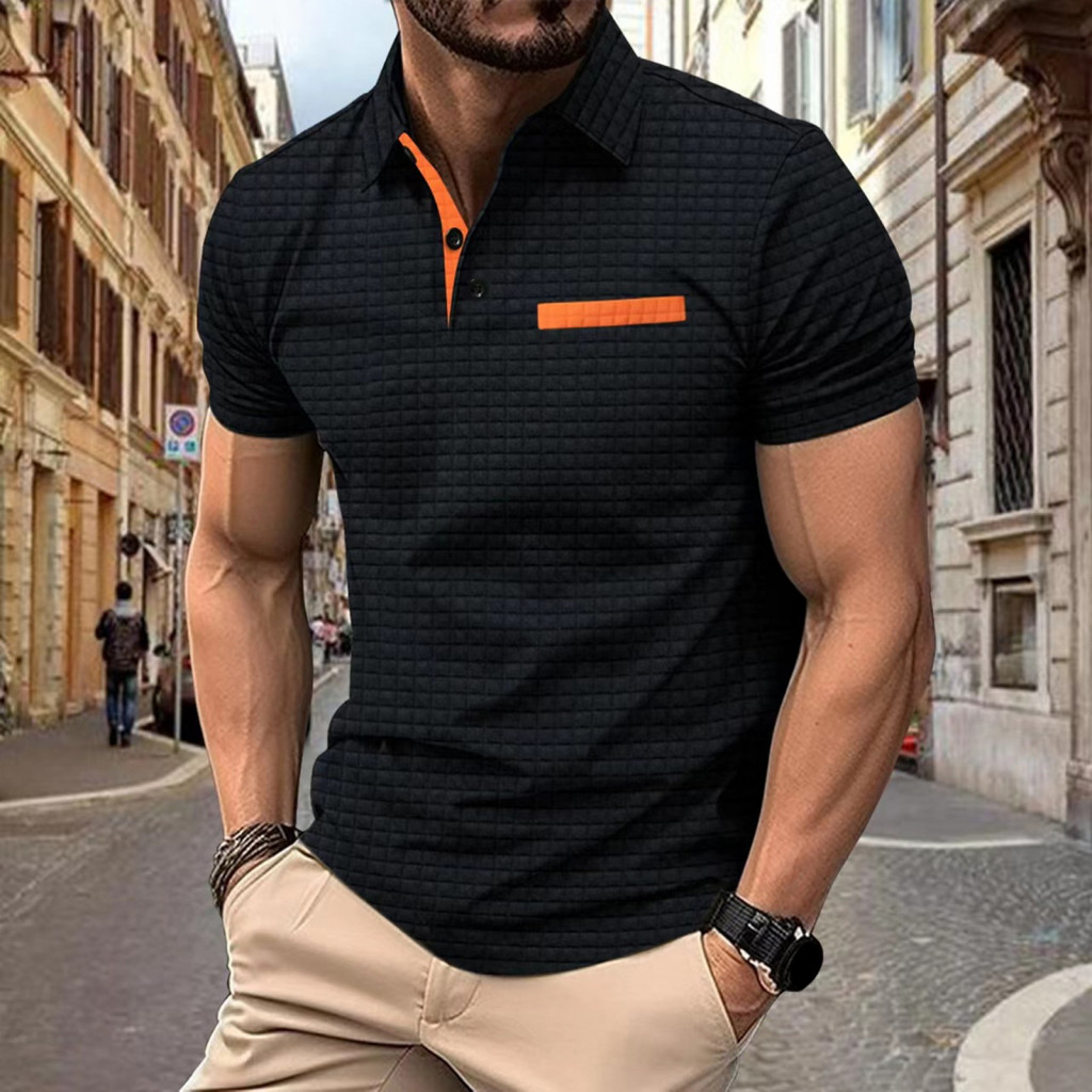 Formal Short-sleeved Shirt Golf Men's Summer Short Sleeve Slim Fit Breathable Button-down Casual Business Top Solid Colo