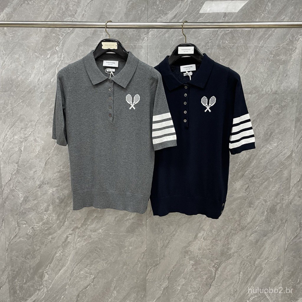 SEPS New summer style with tennis racket jacquard on the chest and a turn-down collar POLO Short-sleeved shirt, unisex,