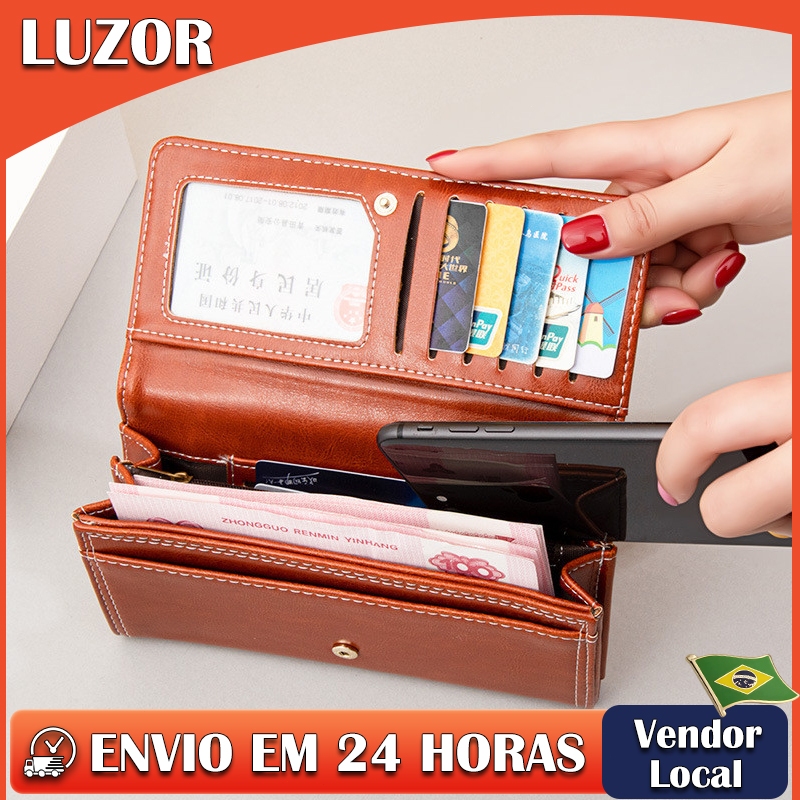 Carteira ins feminina high-end carteira longa feminina high-end Retro zíper grande capacidade bolsa de moedas feminina