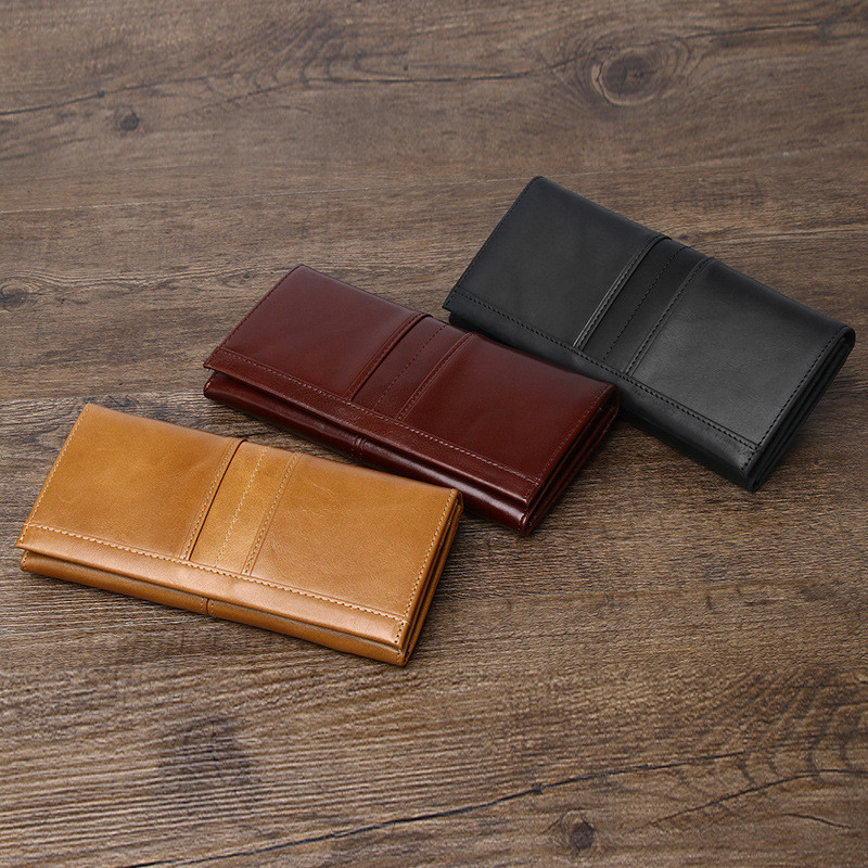 Novo Mid-High-End primeira camada de couro RFID escova Anti-roubo carteira longa estilo Retro carteira de grande capacid