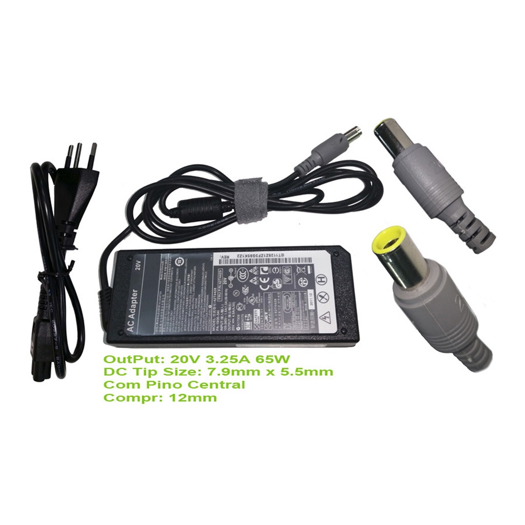 Carregador Para Notebook Lenovo Ibm 20v Plug Grosso 65w - Ib1510