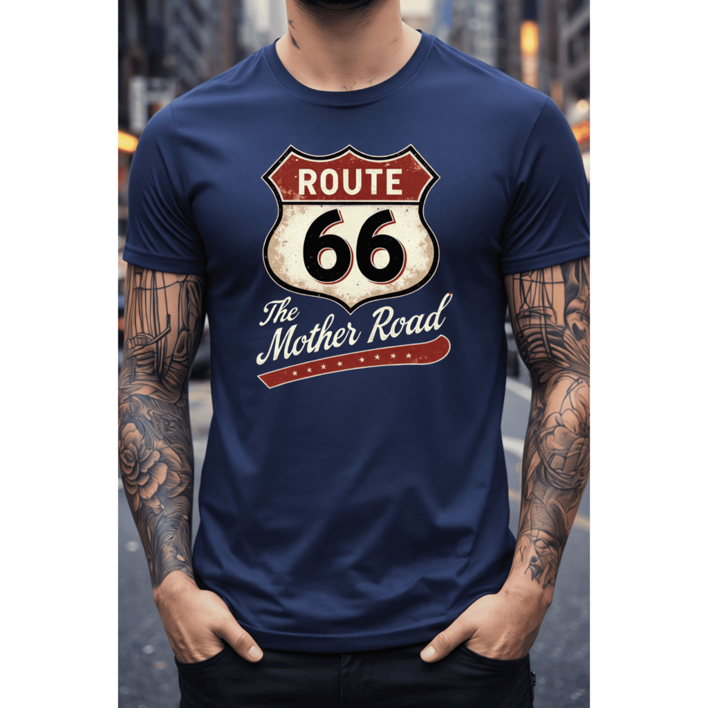 Camisa Blusa Camiseta Masculina Motoqueiro Route 66 T-Shirt 100% Algodão Estilo Urbano Vintage