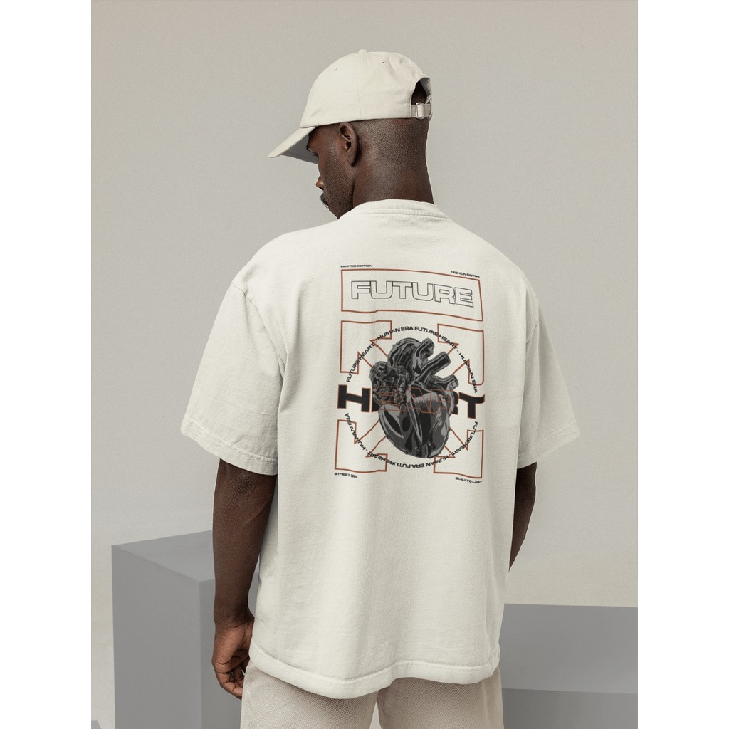 Camisa Camiseta Oversized Streetwear Masculino Urbano Treino Preto e Off Whte Estampado - FUTURE