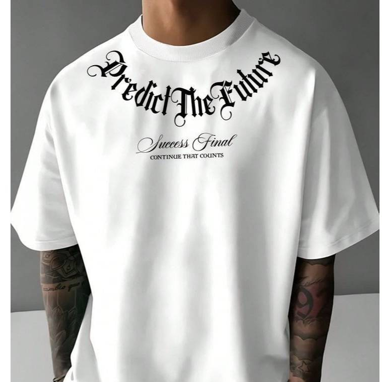 Camiseta Streetwear Predict The Future Estampa Gótica Premium Preta
