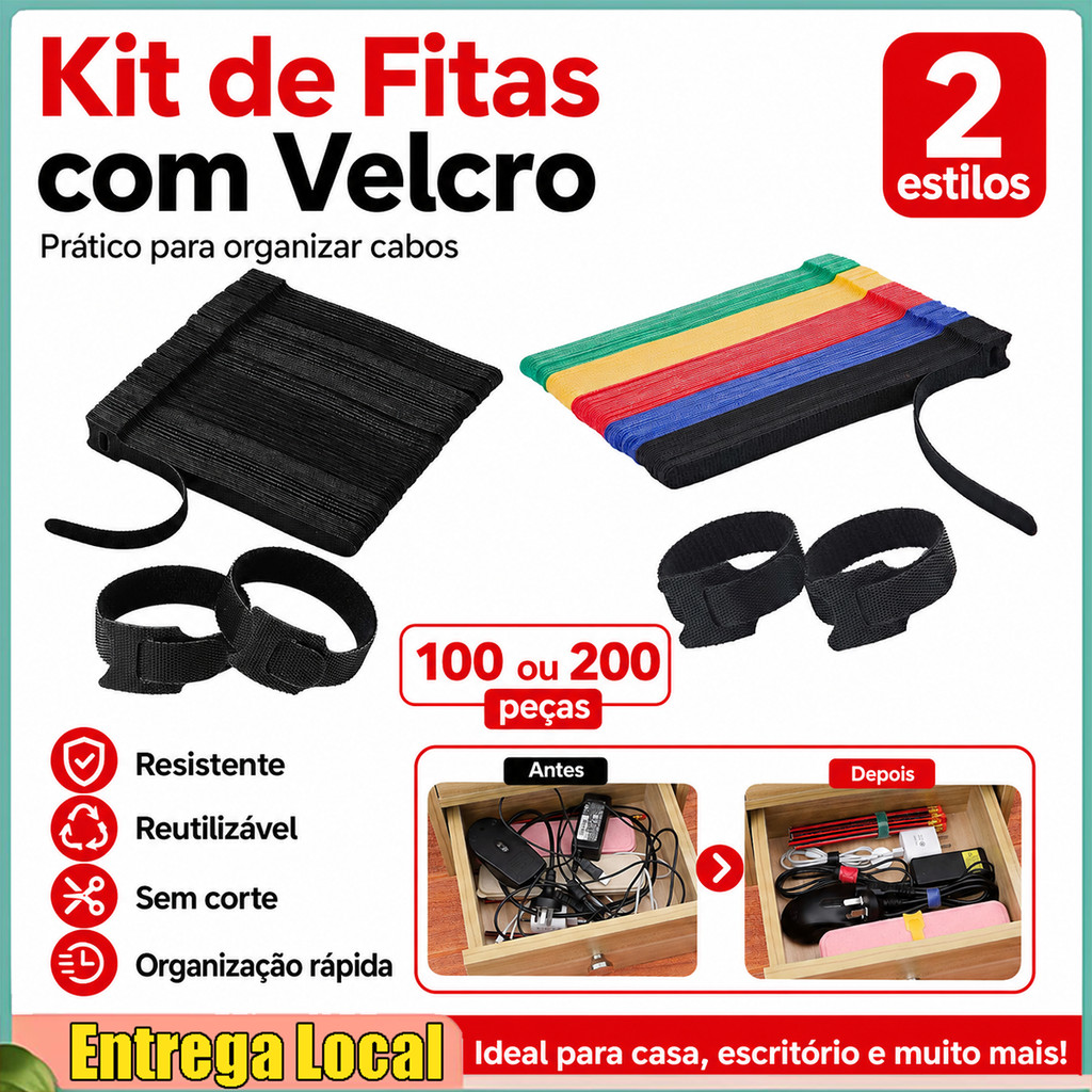 Fita de gerenciamento de cabos de encosto reutilizável, armazenamento de fio Digital, organização de braçadeira
