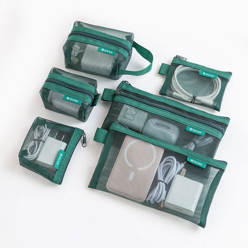 6 Pçs Bolsa De Armazenamento De Malha Transparente Para Cabos De Dados Acessórios Digitais Cartões De Mudança Solta Chav