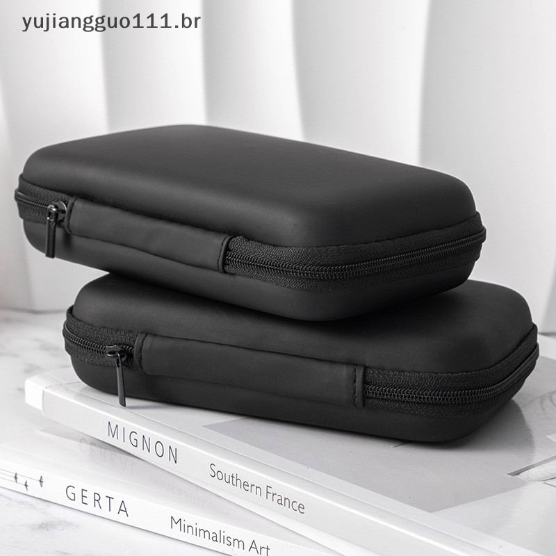 # BR Portátil 3C Rígido Digital Gadgets Bolsa De Armazenamento Couro Artificial Carregador De Fone De Ouvido Caso Cabo D